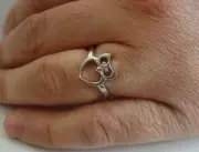 OPEN HEART OWL RING / 925 STERLING SILVER / /SZ 5,6,7,8,9 AVAILABLE