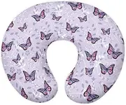 Wanzuoeng Neutral Breast Feeding Pillow Cover Butterfly Print Nursing Pillow Cover for Newborn Boys Girls, Breathable Soft Baby Nursery Pillow Slipcover with Hidden Zipper Design
