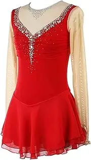 [Zagitova] Ice Figure Skating Dress for Girls Patchwork Women Graceful Competition Dance Outfits with Shiny Rhinestone