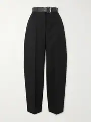 [ALEXANDER WANG] ALEXANDER WANG - Belted Pleated Wool Tapered Pants - Black - US8 US 8 Black