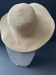 Iman Global Chic Straw Hat One Size Floppy Wide Brim Resort Beachy Coastal New