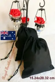 W15cm*H20cm Black Premium Cotton SingleDrawstring Reusable MuslinBags 6x8 inches