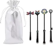 Horror Movie Coraline Makeup Brushes - Charm Women Halloween Coraline Makeup Brush Set Metal Memorial Collection Silver Drawstring Bag (makeup brushes set)