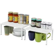 Expandable Stackable Kitchen Pantry Cabinet and Countertop Shelf Organizer Stand