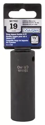 NEW VULCAN MT6580217 1/2" DRIVE 19 MM SOCKET 6 PT DEEP BLACK IMPACT 4111795