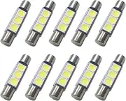 Ruiandsion 31mm Festoon LED Light Bulbs White Super Bright 5050 3SMD Chips for Car Interior Dome Map Vanity Mirror Lights (Pack of 10)