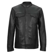 Hot Leathers LCS1005 Men's Black Leather Fashion Shirt with Hidden Snap Buttons
