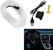 EL Wire Interior Car LED Strip Lights, 5M USB-Powered Car Ambient LED Light Strip for Auto Indoor Gap Decorations Dashboard Accessories (Ice Blue)