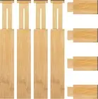 4 Pack Adjustable Bamboo Drawer Dividers Organizers (12.5" - 21.7") - Expandable
