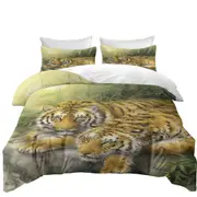Wild Animals Art Tigers Forest Morning Quilt Cover