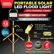 50W Solar LED Portable Flood Light Adjusting Tripod 800 Lumens Handy Hardware®