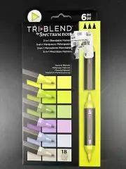 NIB Tri Blend Spectrum Noir 6 Piece 3 in 1 Blendable Marker Natural Blends