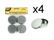 NEW 16pc Tin Storage Container Round Metal Tin Box Silver Storage Containers