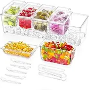 Homodoskey Taco Bar Serving Set for Party with 5 Containers(2.5 Cup) & Components, Large Ice Chilled Condiment Caddy Organizer, Garnish Serving Tray Platter for Mimosa Bar Accessories, Fruit, Salad