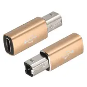 USB C to Printer Convert Adapters Type C to USB B Adapters Golden /1 Pcs