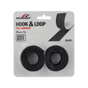 Moroday 25mm x 1m Black Heavy Duty Hook And Loop Self Adhesive