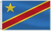 3×5 FT Congo Flag,Large Congolese National Decor,Double Side Digital Printed 75D Polyester Banner With Canvas Header Brass Grommet