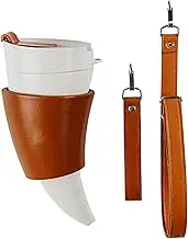 Goat Horns Coffee Mug, Creative Horn Coffee Cup 230ml Stainless Steel Vacuum Cup Mug for Tea Coffee, Leak-Proof Travel Bottles Coffee Cups with Rope (White)