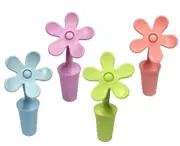 New ModelsLINJOU Flower Bottle Stoppers,Wine Stoppers, Silicone Bottle Stopper Sun flower Shape Wine Plug(4 piece)