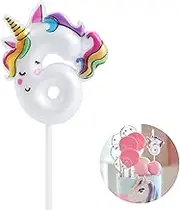 EAKE Unicorn Birthday Candle 6 Cake Toppers Decoration for Happy 6th Birthday Party Supplies, Sleeping Unicorn Three With Vivid Rainbow Color