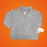 Boys Toddler Quilted Gray Pull Over with Front Pockets Size 2-T