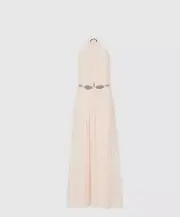 REISS Marta Dress Womens 10 Blush Chiffon Resortwear Flowy Halter