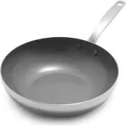 Chatham Tri-Ply Stainless Steel Healthy Ceramic Nonstick 11" Wok Pan, PFAS-Fr...