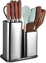 RedCall Universal Knife Block Without Knives,Stainless Steel Kitchen Knife Holder for Countertop,Modern Knife Utensil Holder for Counter,Edge-Protect Knife Storage Organizer (Stainless Steel (Silver))