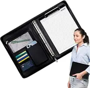 Leather Padfolio For Men, Stylish Document Holder, Zippered Padfolio, Leather Folio Folder, A4 Notepad Binder, Leather Padfolio For Women, Document Folder Organizer, Adult Leather Organizer, Professio
