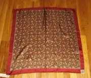 NWT Vintage ECHO Maroon Gold Jacobean Floral Silk Blend Square Scarf 26" Japan