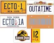 OPO 10 - Set of 5 Replica License Plates of The Cars from The Movies : Jurassic Park + Ghostbusters + Back to The Future (PF04)