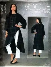 Vogue V1739 Misses L to XL Side Slit Long Tunic and Pants UNCUT Sewing Pattern