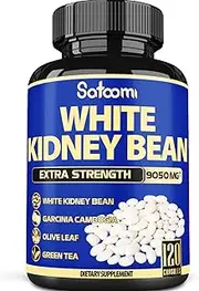 SATOOMI 6in1 White Kidney Bean Extract Capsules 9050 Mg - with Garcinia Cambogia, Olive Leaf, Green Coffee Bean & More - Energy, Immune Support & Body Form Management for Women & Men - 120 Count