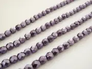 25 6 mm Czech Glass Firepolish Beads: Saturated Metallic - Crocus Petal
