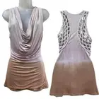 Sky Womens Cowl Neck Ombre Tank Top With Braided Open Back Design Medium Rayon