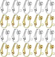 Glacely 32 Pieces Clip Backs, Clip-on Converter With Easy Open Loop for DIY and Turn Any Studs Or Pierced Into Clip on (Gold and Silver)