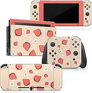 Tacky design Cute Strawberry Skin Compatible with Nintendo Switch Skins Decal, Pink Skin Nintendo Switch Sticker Vinyl 3m Sticker Full Cover