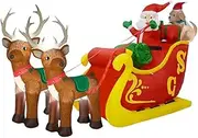Inflatable Christmas Santa Sleigh Reindeer W/LED Lights 2.6M Decor Outdoor Xmas