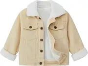 [Fvzbovte] Toddler Baby Boys' Corduroy Jacket Sherpa Lined Lapel Baby jacket Warm and Thick Infant Coat Long