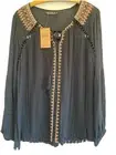 Ishka Boho Embroidered Black Peasant Top XS NWT $109 RRP – Viscose India