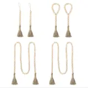 Catzon 6Packs Wood Bead Garland Farmhouse Beads with Tassels Rustic for Wall Hanging Decor