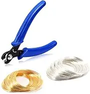 SPEEDWOX 200 Loops Memory Wire for Bracelet Making 5 Inches Memory Wire Cutting Pliers Set for Jewelry Making Gold Silver Loop Jewelry Wire Arts DIY Making Supplies Hobby Work Tool