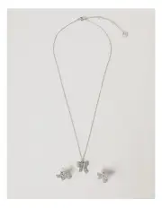 [Piper] Bow Earring & Pendant Gift Set in Silver