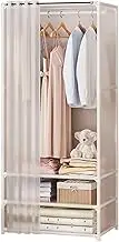 Wardrobe Portable Canvas Wardrobe with Hanging Rail, Shelves, Clothes Closet Storage Organizer for Bedroom, Living Room Strong and Durable,White-72x42.5x160cm