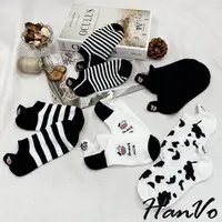 在飛比找momo購物網優惠-【HanVo】現貨 哞哞小乳牛純棉短襪(舒適透氣韓系潮流百搭