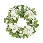 24" Spring Artificial Hydrangea Ranunculus Wreath Silk Floral for Front Door