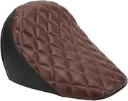 Brilluxa Motorcycle Seat, Front Solo Cushion Compatible with Indian Scout Bobber, Brown Leather Rider Seat Replacement Diamond Stitch