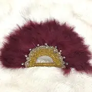 [LAXTO] Folding Handheld Fan,Hand Fan,Classical Double-Sided Feather Folding Fan Sweet Girly Dark Gothic Court Dance Photography Props Fan Wedding Decoration (Color : E) (Color : K) Rose