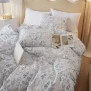 Blue Floral Comforter Set White Botanical Bedding Twin XL A#02 Blue Floral