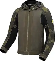 [Scoyco] Motorcycle Jacket Camo Sleeve Cordura Motorbike Hoodie CE Armored Zip Up Jacket with Detachable Hood All Season